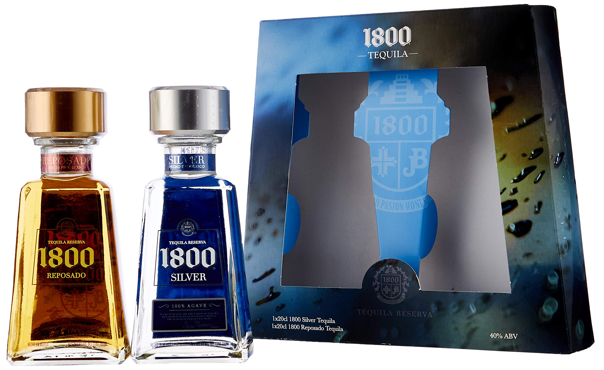 1800 Tequila Silver and Reposado 100% Agave Tequila Gift Pack (2 x